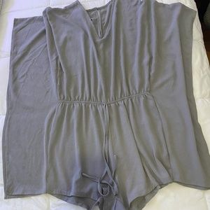 Grey Short Romper with Elegant Wings